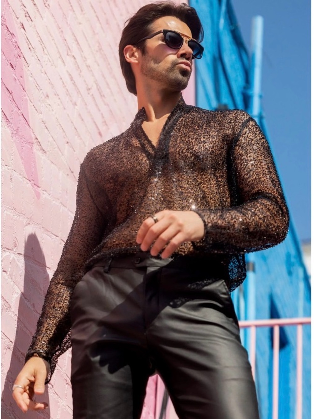 🆕 Men’s Barabas Chella Sequin Long Sleeve Shirt Size: XS COMPLETELY SOLD OUT